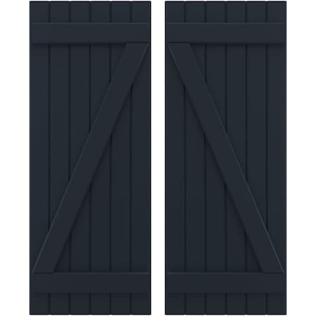 Americraft 6-Board (2 Batten) Wood Joined Board-n-Batten Shutters W/ Z-Bar, ARW102BB621X35OBH